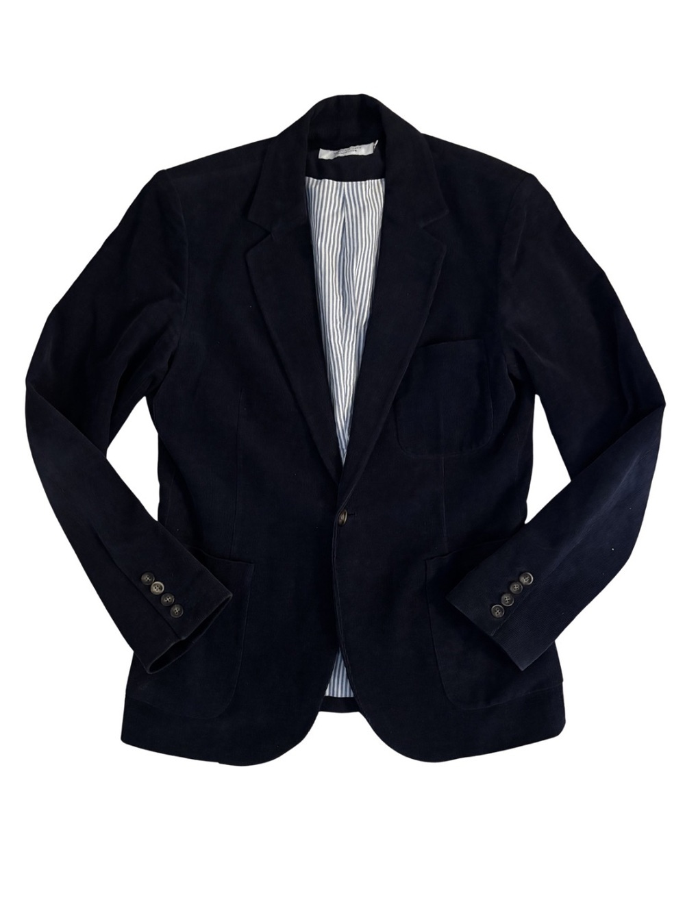 Shades of Grey Micro Cord Navy Blazer - Classic Single-Breasted Jacket